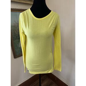 Adar Yellow Long Sleeve Underscrub Top S Stretch Lightweight Layering